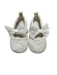 ベビー　ホワイト　花柄　フォーマルシューズ　結婚式　入園式　シューズ　冠婚葬祭