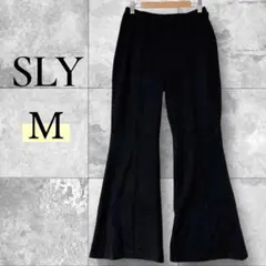 SLY フレアパンツ M 黒 ストレッチ ウエストゴム センタープレス