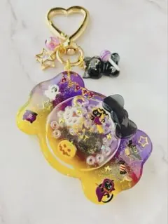 ネコさんハロウィンキャンディシャカシャカシェイカーレジンキーホルダー