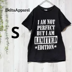 デルタ 英字プリント クルーネック 半袖 Tシャツ S 黒 綿 カジュアル