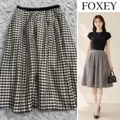 フォクシー　Raffine ラフィネ　ロングスカート　チェック　40 美品 FOXEY Raffine ティアードスカート シルク チェック柄 38 - メルカリ