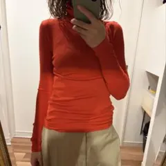 UNIQLO ヒートテック　極暖　タートルネック リブカットソー オレンジ