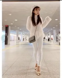 eimy istoire(F)フェザーヤーン ニットプルオーバー ピンクベージュ