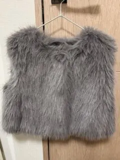 【美品】グレー ファーベスト ノースリーブ110cm イギリス購入