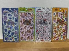 プチドロップステッカー　ディズニー　4種セット　プーさん　スティッチ