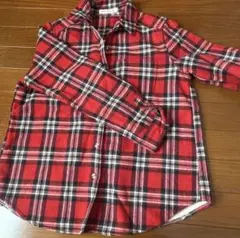 レッド チェック柄 裏ボア シャツ 長袖 トップス
