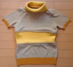 半袖ニット　タートルネック　黄色　М