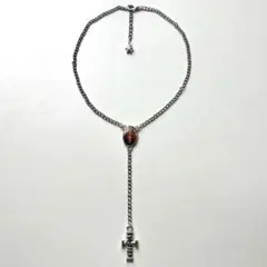 シルバーアクセサリー　ハンドメイドネックレス　クロス　調節可能　ビーズジュエリー