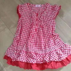 ミキハウス 半袖ブラウス 100cm 赤チェック