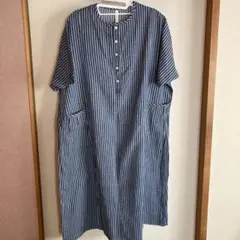 ストライプ 半袖 シャツワンピース