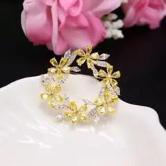 スワロフスキー桜花モチーフブローチピンククリスタル花コサージュ入学式卒業式結婚式