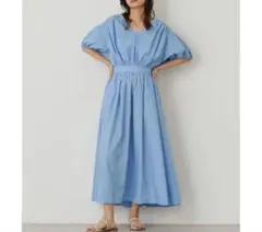 トゥモローランド カシュクール ワンピース ブルー コットン