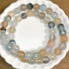 か*で様 瑪瑙(アゲート)二重ブレスレット　約8ミリ　内径15センチ