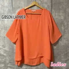 GIBSON LATIMER 朱色 七分袖 ブラウス 2XL相当 大きいサイズ