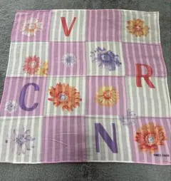 【美品】エンリココベリ 花柄ハンカチ ピンク ストライプ 綿 レディースのサムネイル
