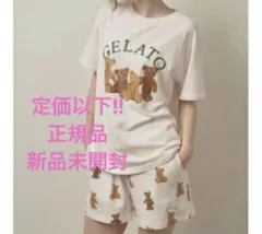 ジェラートピケ　ベアワンポイントTシャツ　ベア柄ショートパンツ　くま