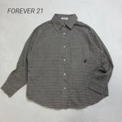 FOREVER21/チェックシャツ/オーバーサイズ/刺繍ロゴ/羽織り/重ね着/Fのサムネイル
