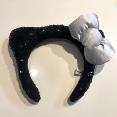 USJ ハローキティ ブラックスパンコールカチューシャ シルバーリボン