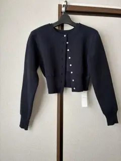 ココディール　ネイビー ボタン付き クロップドカーディガン サイズ2