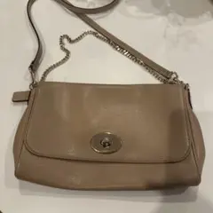 COACH チェーンクラッチバッグ ベージュ 2WAY ショルダー 結婚式