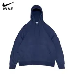 【レア】 フェード NIKE スウォッシュ 刺繍ロゴ パーカー ネイビー 古着