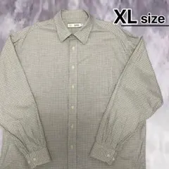 USA古着　カジュアルシャツ　XL　チェック柄　ベージュ　コットン　長袖　M&S