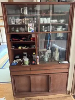 ⭐︎最終値下げ キッチンカウンター 食器棚 収納棚 木目調 ステンレス 