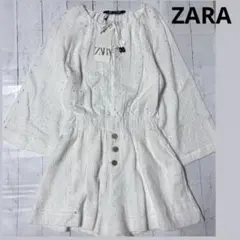 新品 ZARA XS ホワイト レース オールインワン ショートパンツ つなぎ