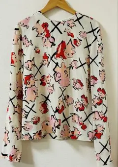 MSGM シルク100% ブラウス サイズ40 イタリア製 アートプリント　長袖のサムネイル