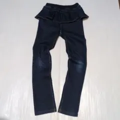 130★プティマイン★フリル付き！ストレッチデニム風パンツ★