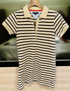 月末お値下❣️【美品★TOMMY HILFIGER 】ストライプ ロング丈ポロ　S