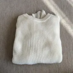 メンズ ニット Mサイズ アイボリー 美品 薄手 セーター 春秋冬