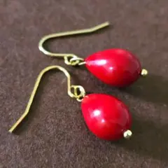 316Lステンレスピアス◆ドロップ大人レッド