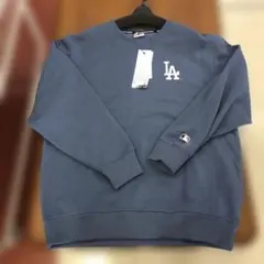 MLB LAドジャースロゴ 裏起毛トレーナー LLサイズ ブルーグレー