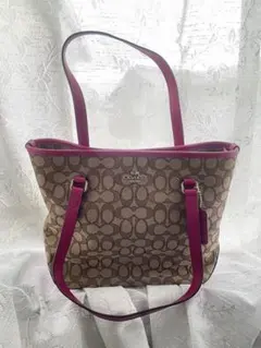 【新品未使用】Coach ロゴ入りトートバッグ ベージュ/ピンク