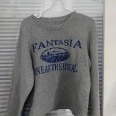 SHEIN ロゴ ニットセーター XL グレー