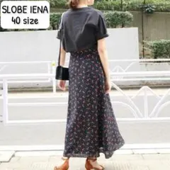SLOBE IENA/フラワードット プリント フレアロングスカート 40サイズ