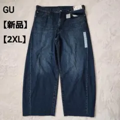 【新品】GU バレルレッグジーンズ デニム レディース 【36】2XL 濃紺のサムネイル