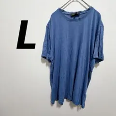 ピマコットン100% Tシャツ L ブルー メンズ レディース 古着