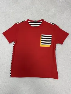 COMME CA ISM 表赤と裏ストライプ Tシャツ 150A