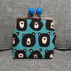 クマ柄がま口ポーチ 14