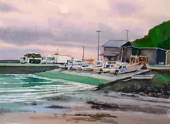 水彩画 横浜港 風景画 額装済み F6サイズ - メルカリ