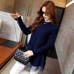 ニットコーディネートレースチュニック❤️Aライン❤️シフォン付きセーター