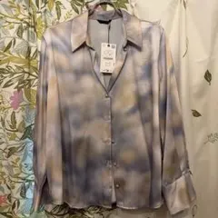ZARA サテン調 タイダイ柄 長袖シャツ タグ付き
