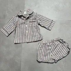 【美品】gelato pique パジャマ　70-80 ストライプ セットアップのサムネイル