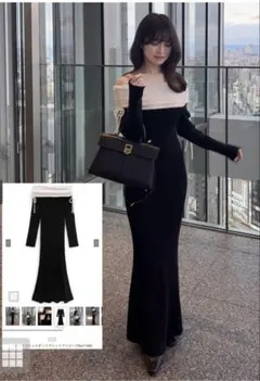 GRL 2Wayオフショルダーリブニットワンピース　tw1184 ロング　L