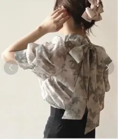 NOMAE オーガンジー　リボン　シアー　ブラウス　リボン前後2way