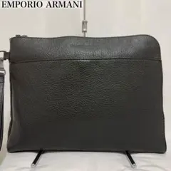【極美品】エンポリオアルマーニ クラッチバッグ レザー 手持ち A4可 黒