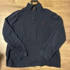 Polo Ralph Lauren ネイビーコットンハーフジップスウェットシャツ