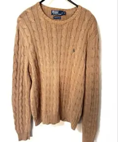 美品 Polo Ralph Lauren ケーブルニット セーター L キャメル